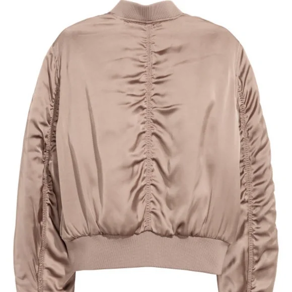 H&M DIVIDED Satin Bomber Jacket Taupe 14 - Picture 2 of 7